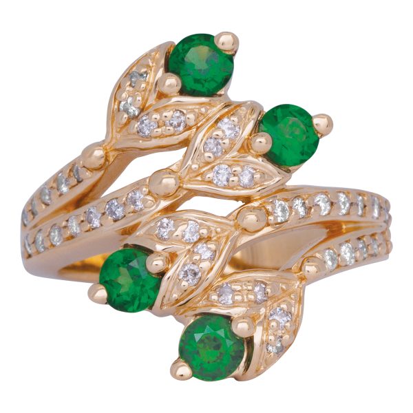 Vintage Sonia B. 1.60 Carats Tsavorite Garnet & Diamond Ring