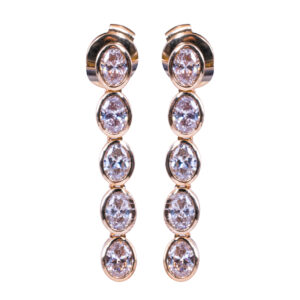 yellow gold drop earrings with lab-grown oval diamonds