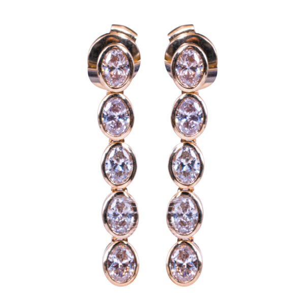 yellow gold drop earrings with lab-grown oval diamonds