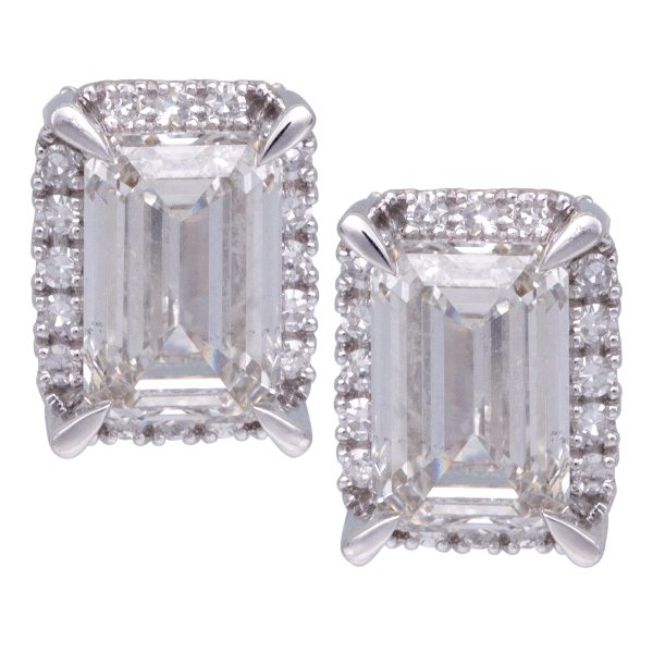 New 4.02 Carats Lab-Grown Diamond Halo Earrings