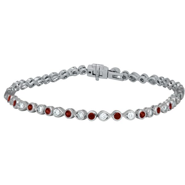 New 2.09 Carats Ruby & Diamond Alternating Bracelet