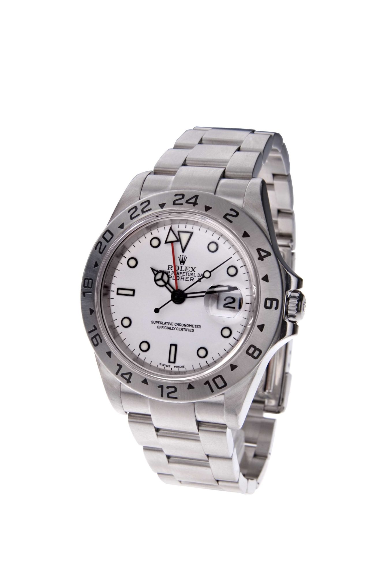 Pre-owned men’s Rolex Explorer II in stainless steel.