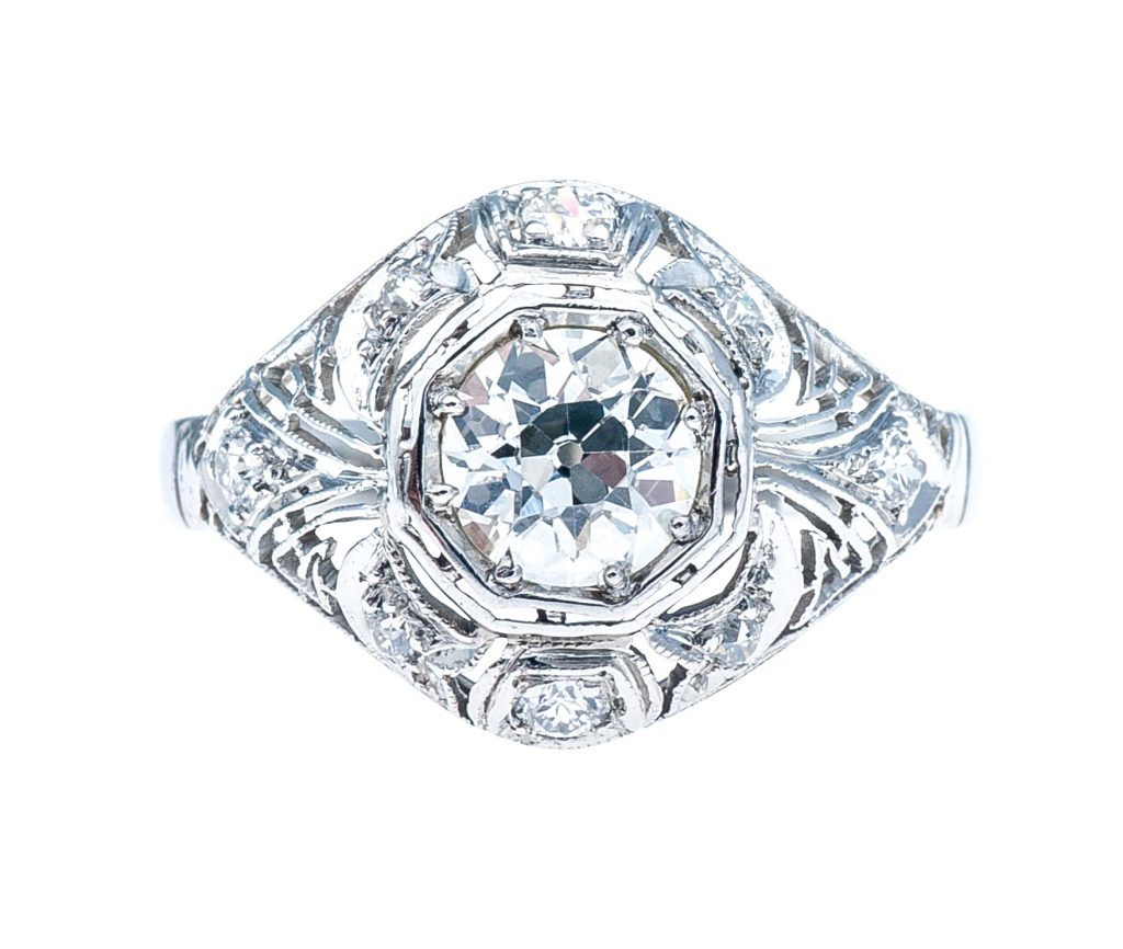 Antique platinum diamond engagement ring.