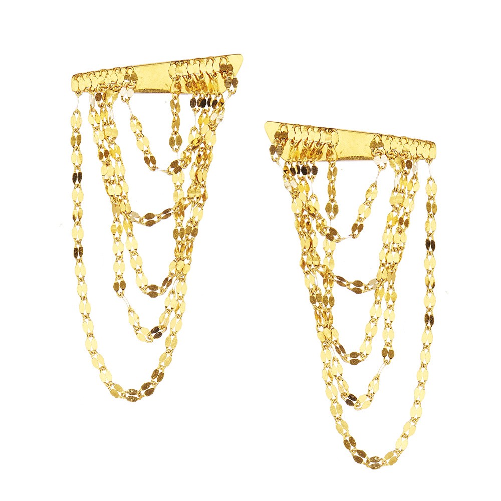 New yellow gold Lana draping earrings.