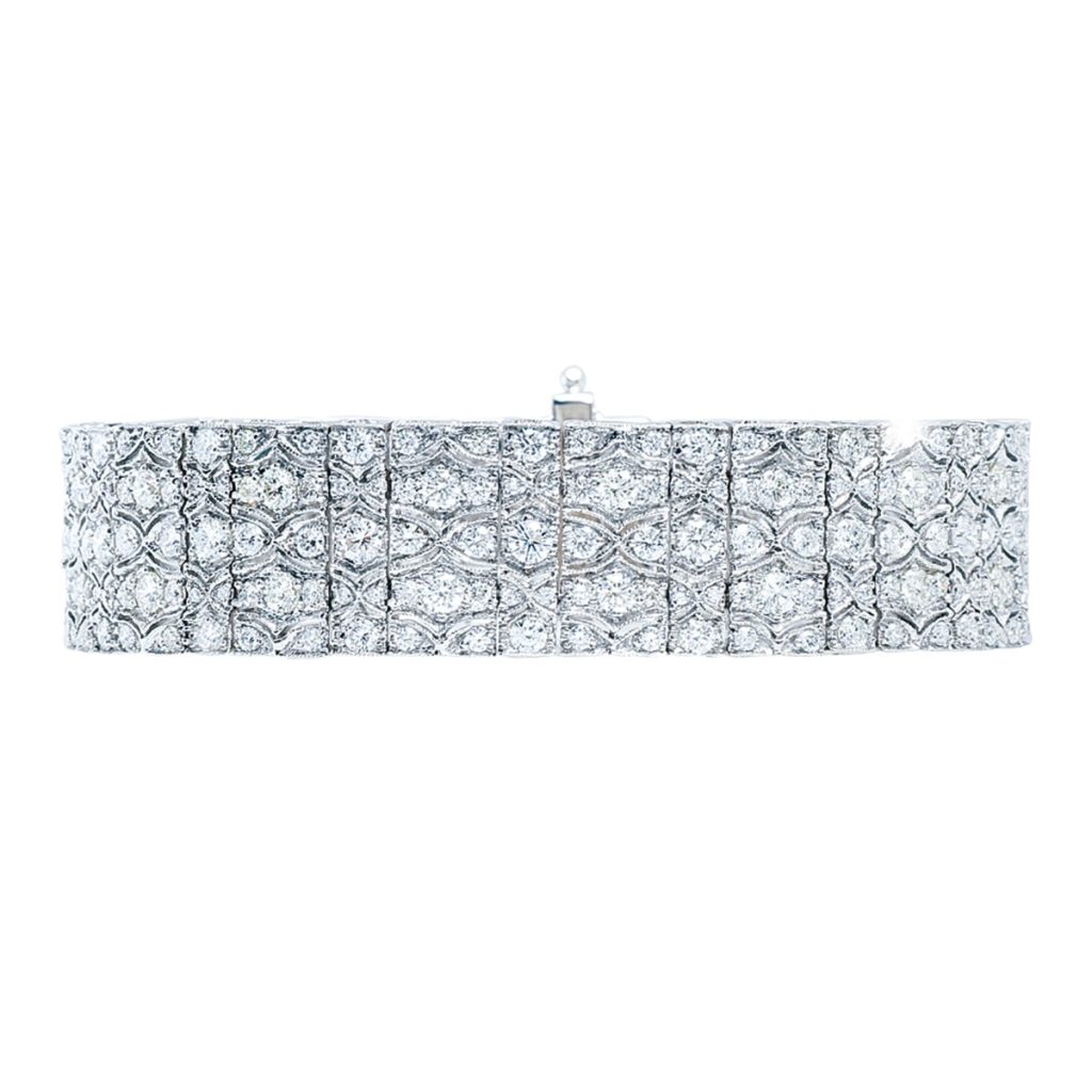 White gold multi-row diamond bangle.