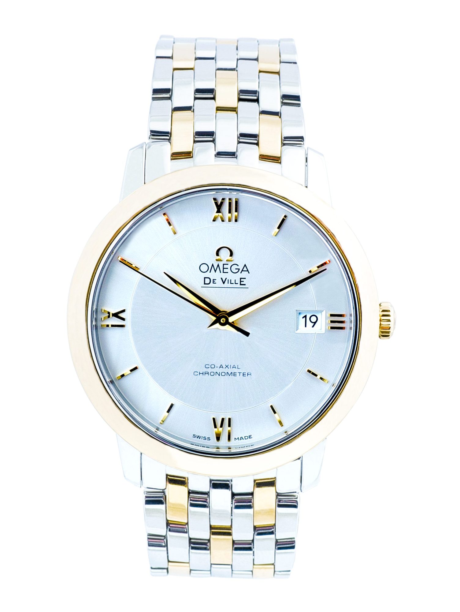 Pre-owned men’s Omega De Ville in stainless steel and yellow gold.