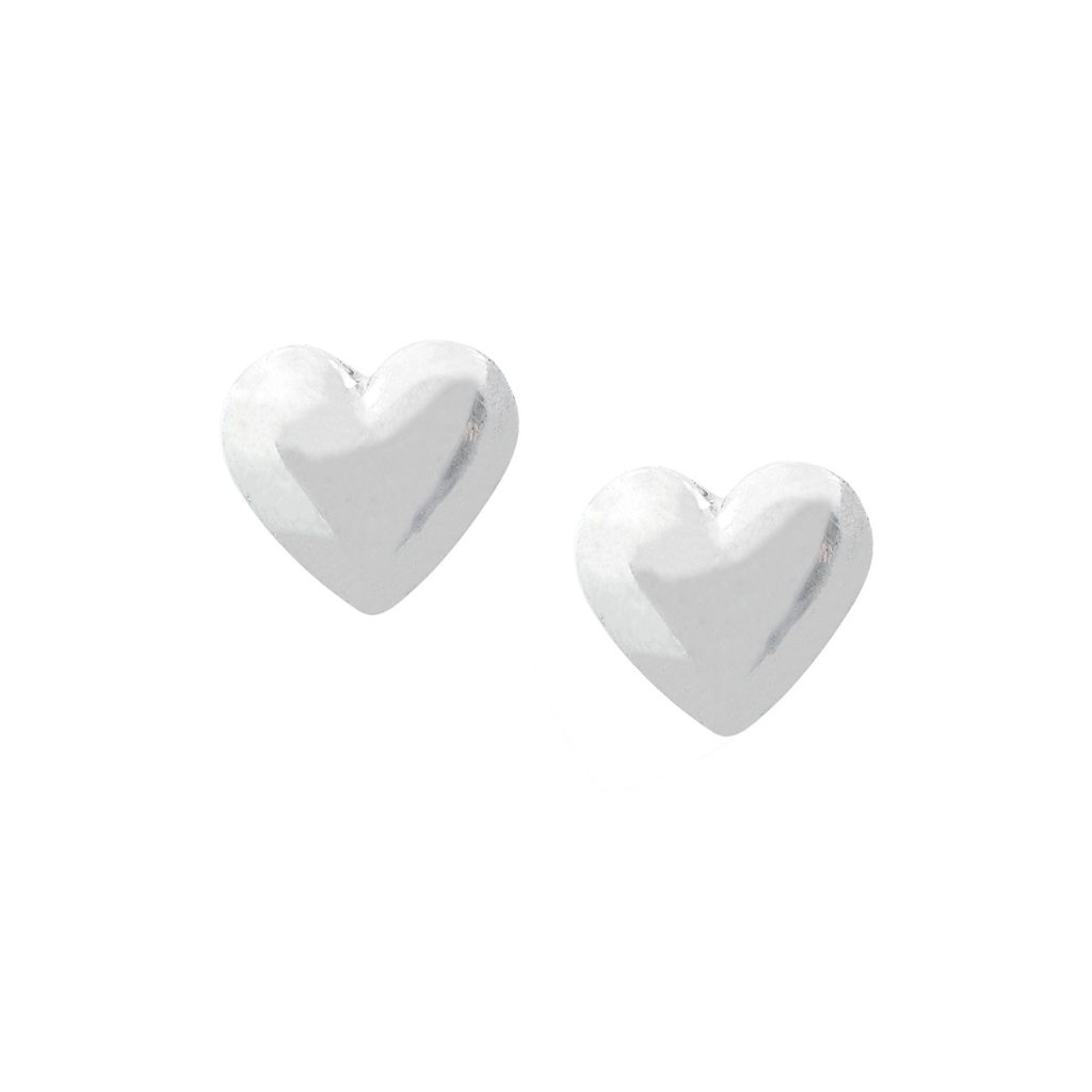 Vintage sterling silver Tiffany & Co. tiny puffy heart stud earrings.