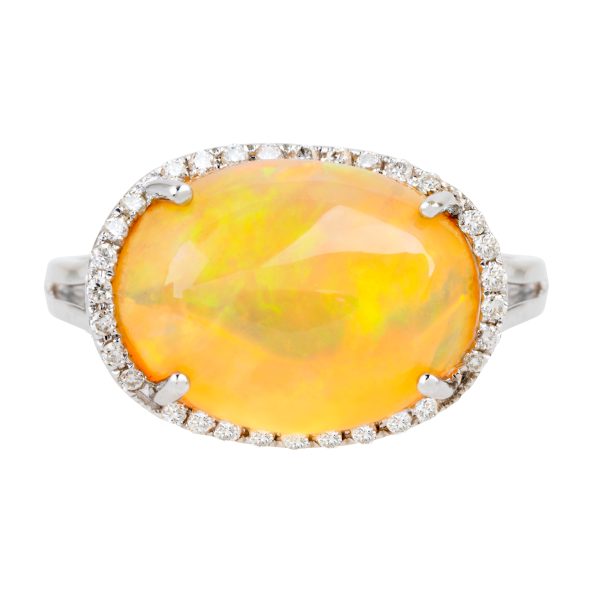 New 5.95 CTW Opal & Diamond Ring