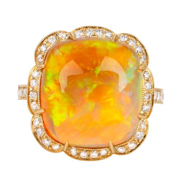 New 12.29 CTW Ethiopian Opal & Diamond Ring