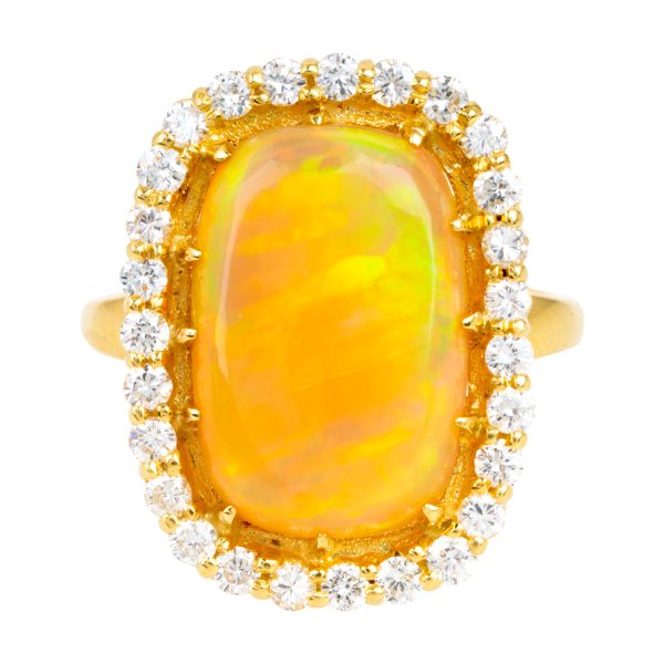 New 6.36 CTW Ethiopian Opal & Diamond Halo Ring