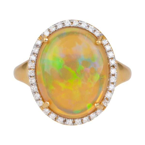 New 3.84 CTW Ethiopian Opal & Diamond Ring