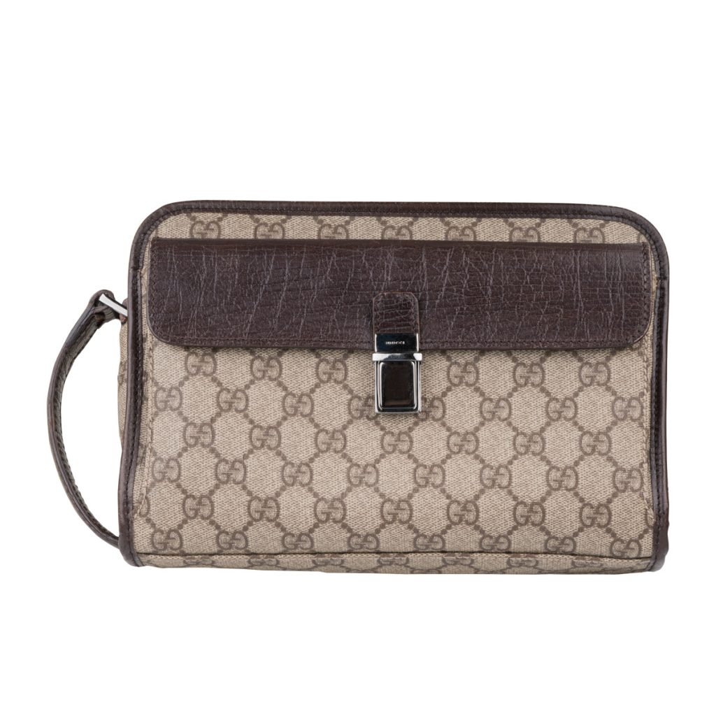 Vintage canvas Gucci Monogram men’s clutch.