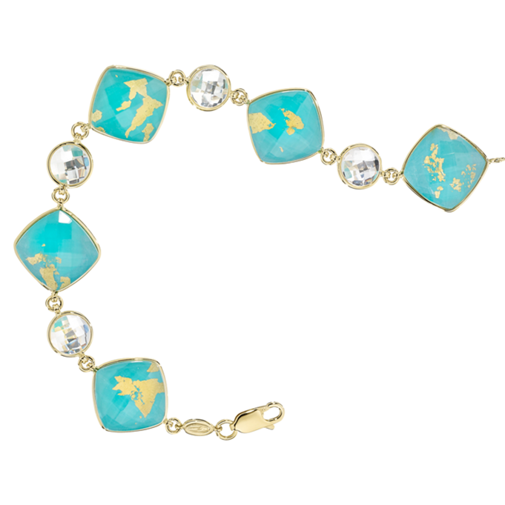 New yellow gold Denny Wong turquoise and diamond island bracelet.