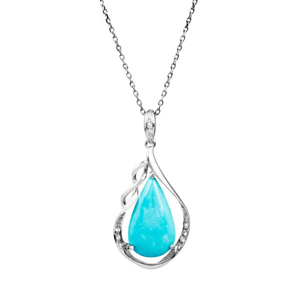 New 4.78 CTW Turquoise & Diamond Pendant