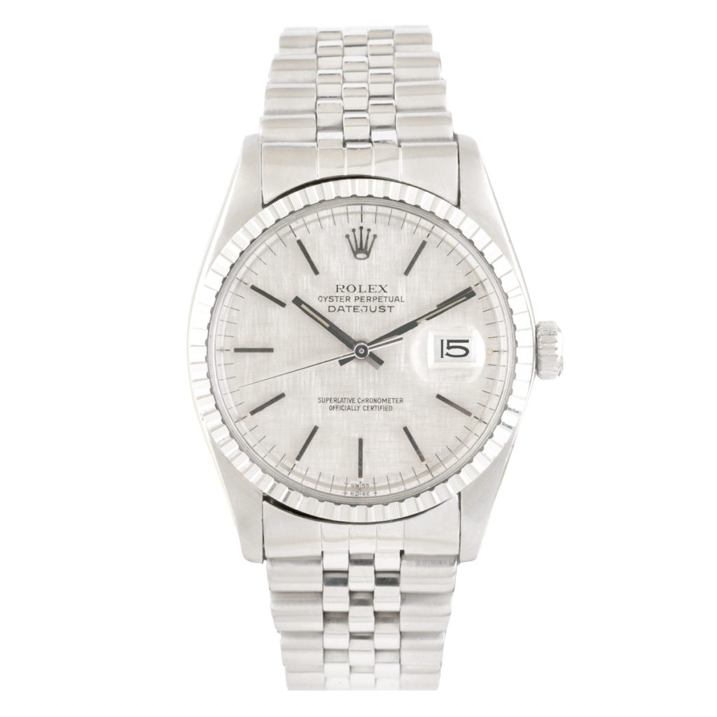 Pre-owned men’s 36mm Rolex Datejust in stainless steel with a Jubilee bracelet and
automatic movement.