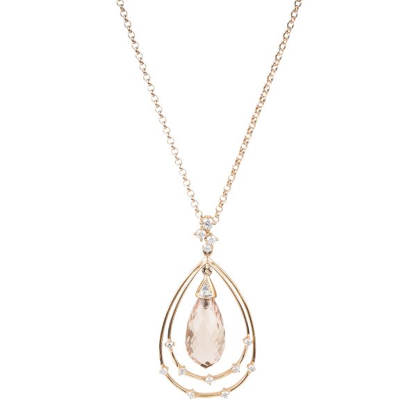 New 7.60 CTW Morganite & Diamond Pendant