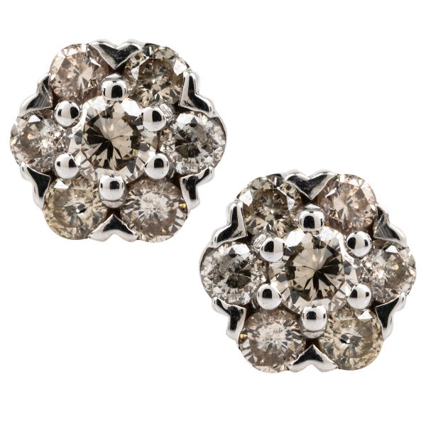 Vintage 0.70 CTW Diamond Cluster Stud Earrings