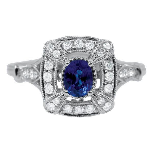 New Venetti 0.73 CTW Diamond & Sapphire Halo Ring