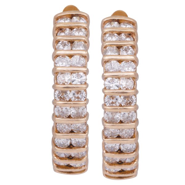 Vintage 1.50 Carats 2-Row Curved Drop Earrings