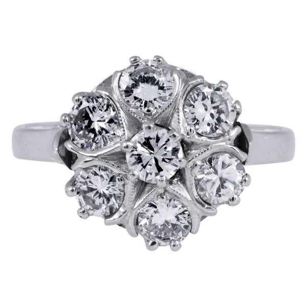 Vintage 1.35 CTW Diamond Cluster Ring