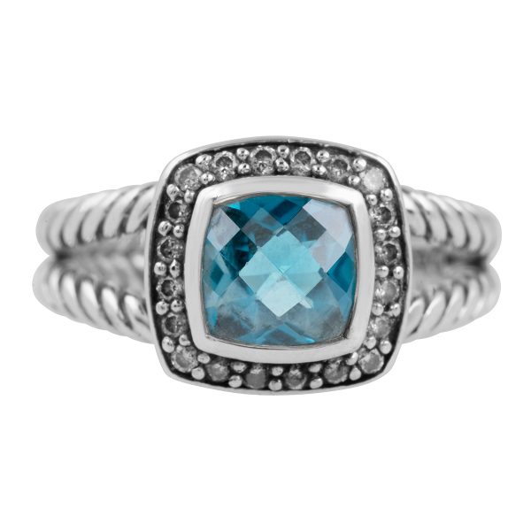 Vintage David Yurman Albion 2.00 Carats Diamond & Blue Topaz Ring