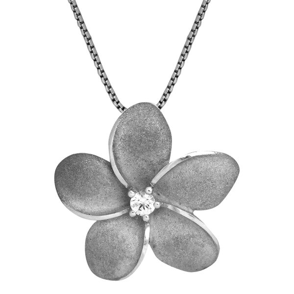 New Denny Wong 0.15 CT White Sapphire Plumeria Pendant