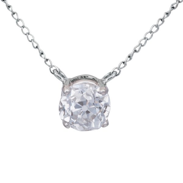 Vintage 1.15 CTW Old European Cut Diamond Solitaire Necklace