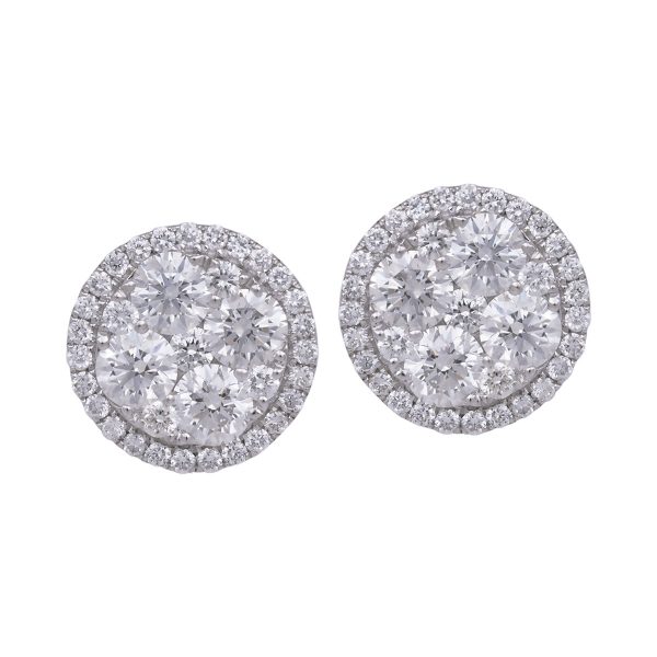 Vintage 1.89 Carats Diamond Halo Earrings