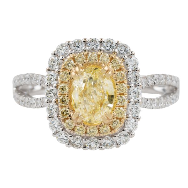 Vintage 1.72 CTW Yellow Diamond Halo Engagement Ring