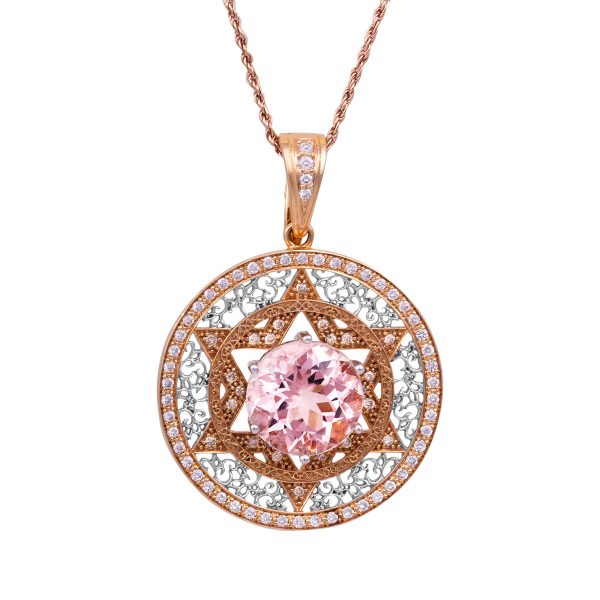 New Judy Mayfield 6.22 CTW Diamond & Morganite Star of David Pendant