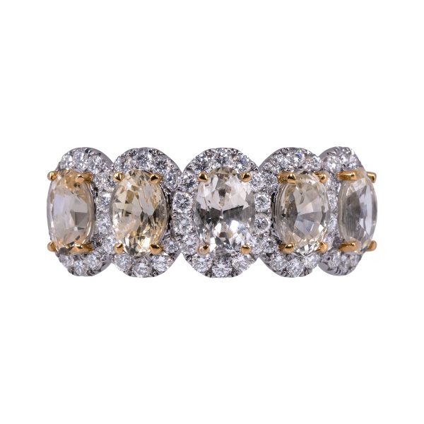 New Judy Mayfield 3.64 CTW Diamond & Sapphire 5-Stone Halo Band