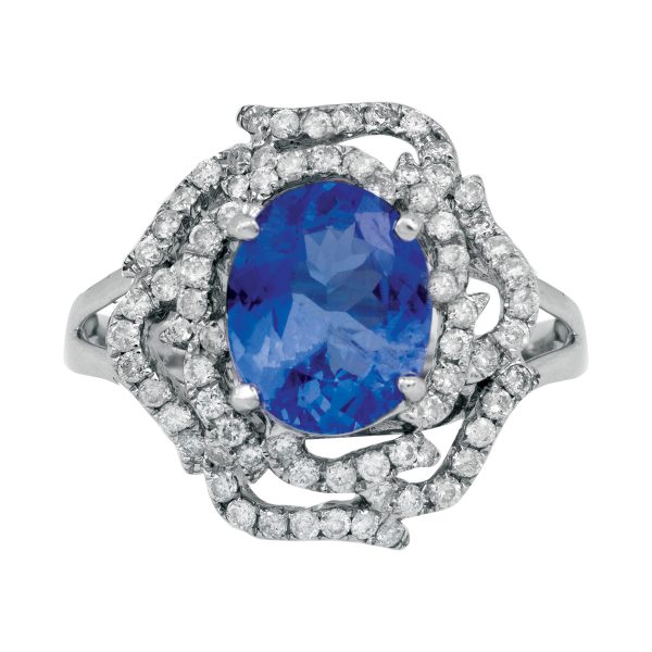 Vintage 3.88 CTW Diamond & Tanzanite Flower Ring