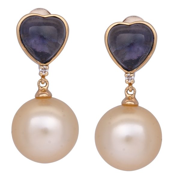 New Denny Wong 2.18 Carats Iolite & South Sea Pearl Earrings