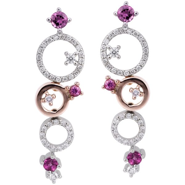 Vintage 1.44 CTW Diamond & Pink Tourmaline Earrings