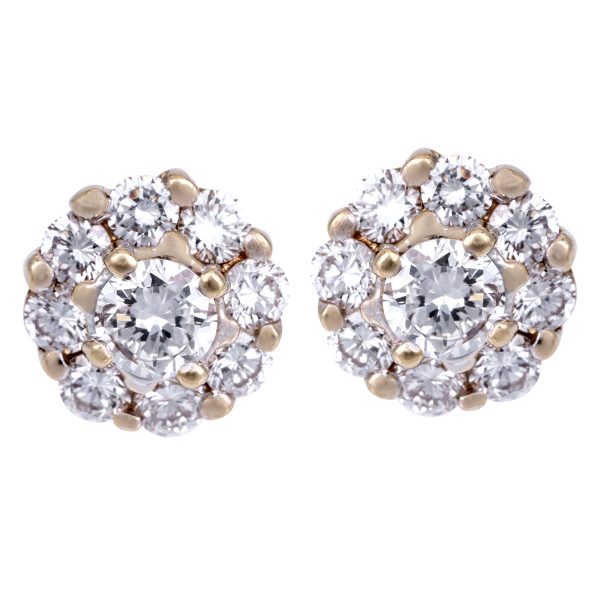 Vintage 1.10 CTW Diamond Halo Earrings