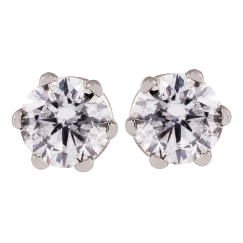 White gold diamond stud earrings.