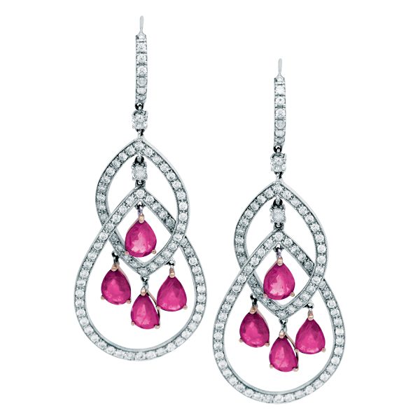 Vintage 7.43 CTW Diamond & Ruby Drop Earrings