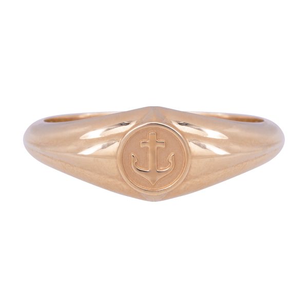 New 14K Gold Anchor Signet Ring