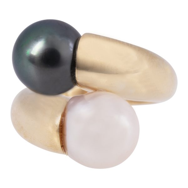 Vintage White & Tahitian Pearl Ring