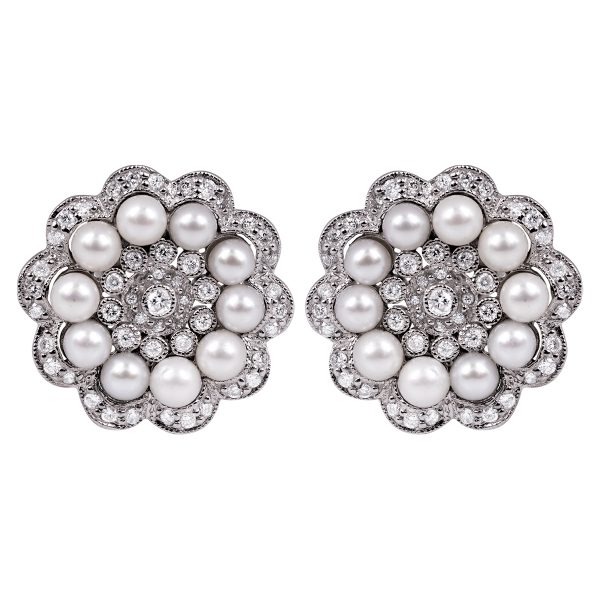 Vintage 1.00 CTW Diamond & Pearl Earrings