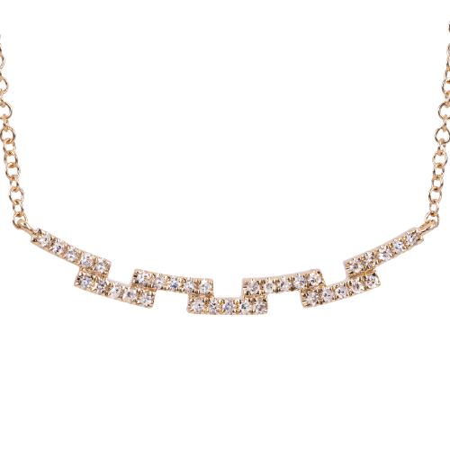 Yellow gold Venetti grooved necklace set with diamonds.