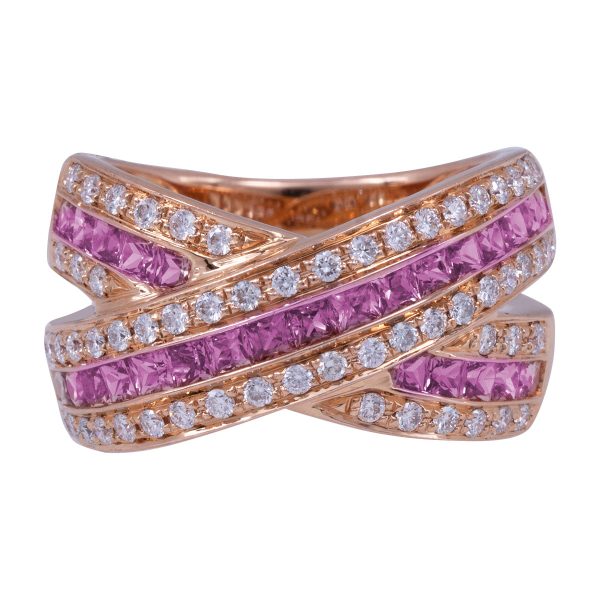 New Judy Mayfield 1.93 CTW Diamond & Pink Sapphire Crossover Band