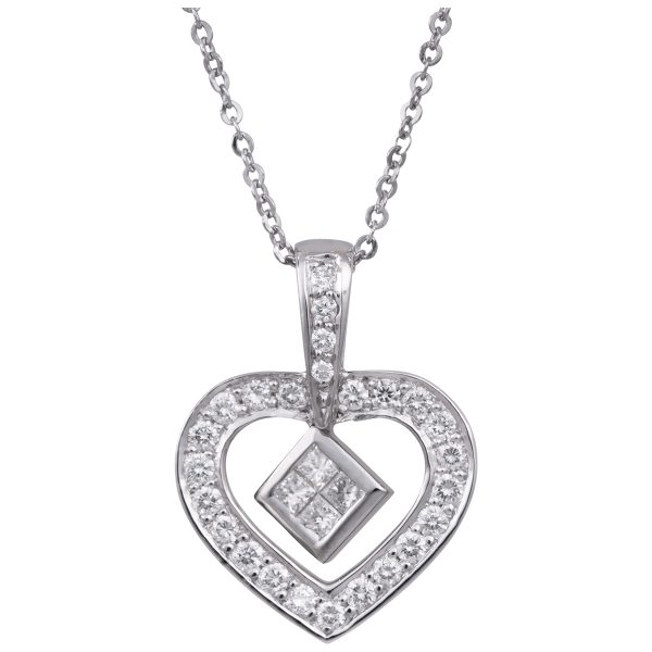 Vintage 0.80 CTW Diamond Heart Pendant