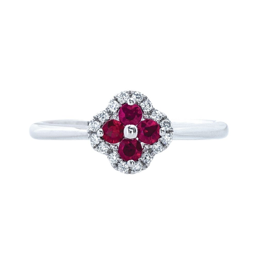 image of July birthstone clover ring