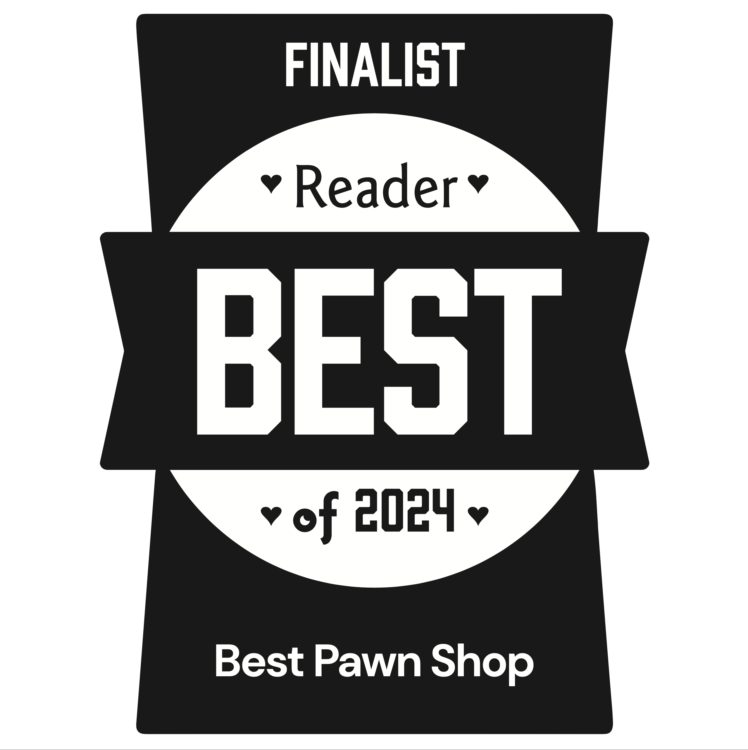 Finalist badge for Readers Best of 2024, awarded to the Best Pawn Shop