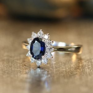 Vintage diamond sapphire engagement ring