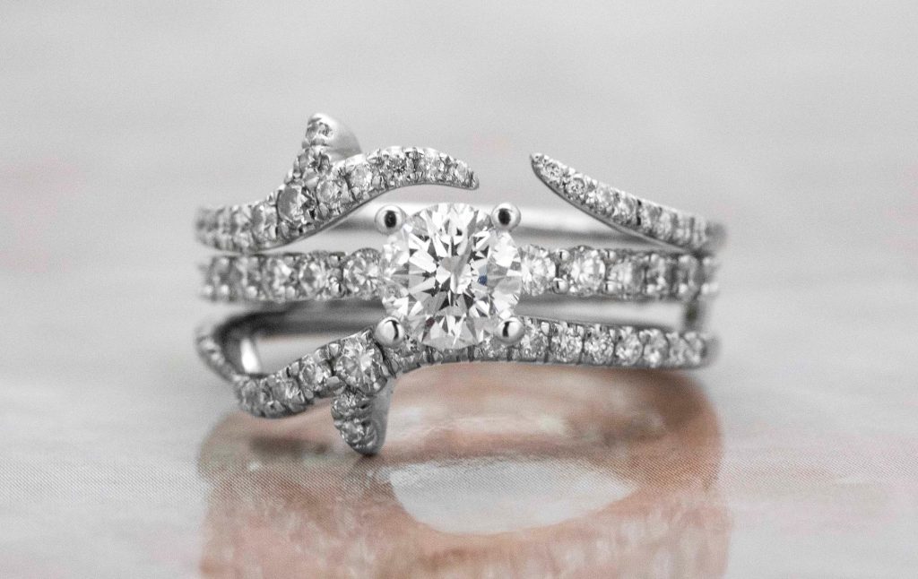 image of solitaire engagement ring with ring guard