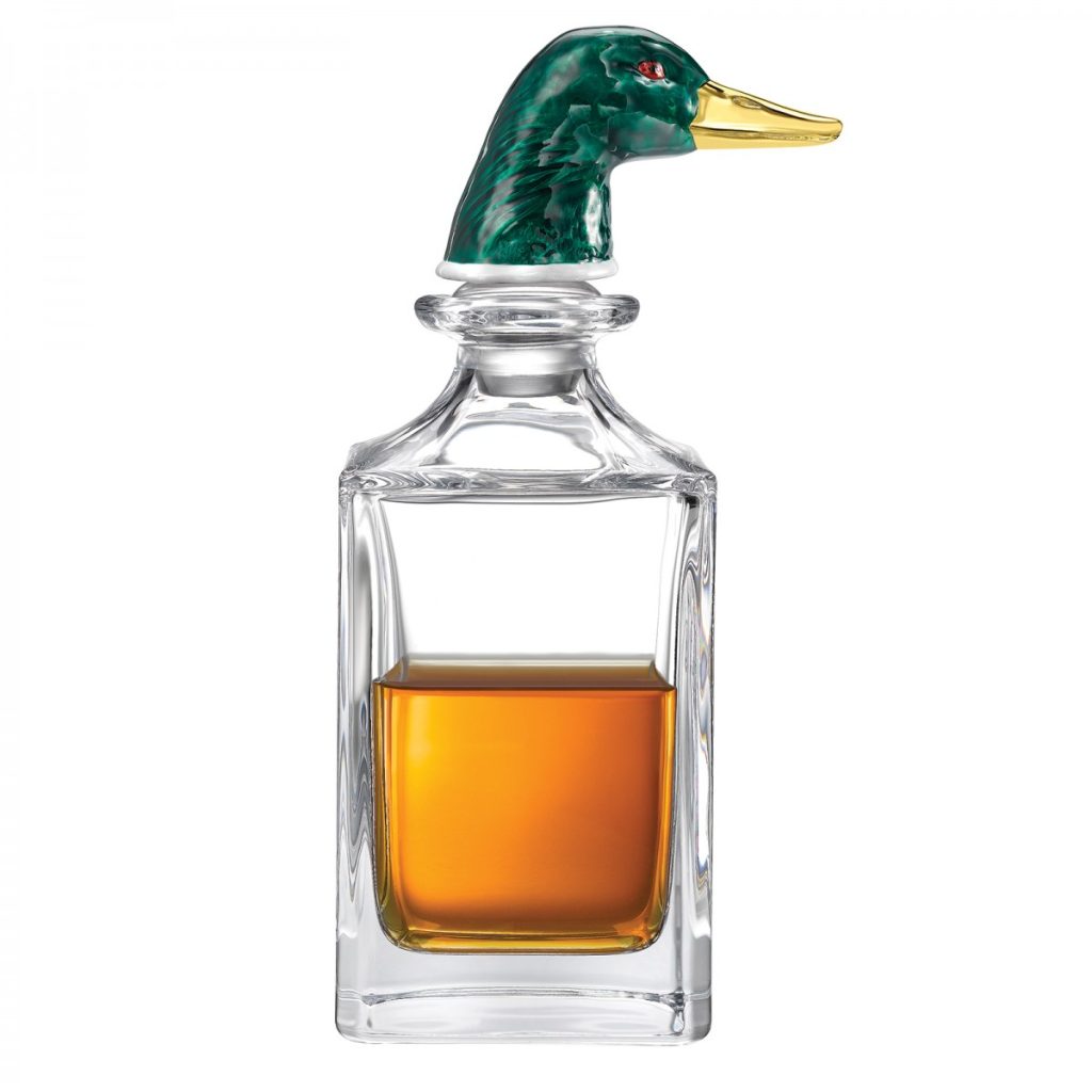 Vintage crystal Deakin & Francis Dartington duck decanter.