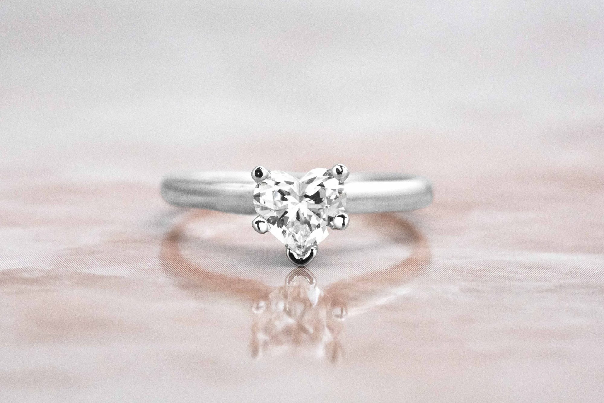 heart shaped dainty engagement ring