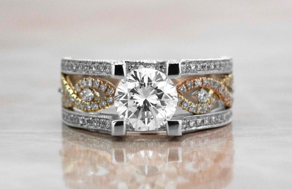 image of engagement ring with three bands